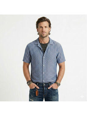 Rag & Bone Blue White Striped Casual Button Down Shirt Medium